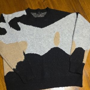 Debut Black and Gray And Tan Abstract Sweater Sz S
